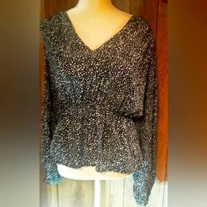 Black &White Womans Long sleeved Blouse Medium Size